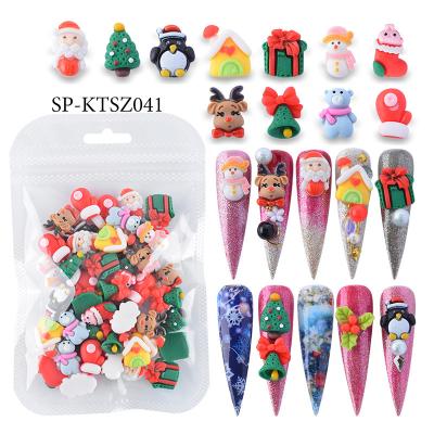 China Wholesale Eco-friendly Material Mix 100pcs Holiday Nail Decoration Ornaments Cute Cartoon Santa Clause Christmas Nail Art Resin Kawaii Charm for sale