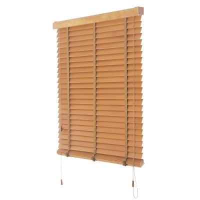 China Factory Direct Supply Minimalist Motorized 35mm Basswood Venetian Slats Wooden Roller Sun Shade Blinds for sale