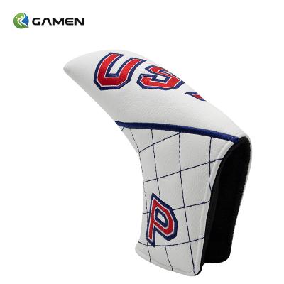 China Mid Mallet Leather Golf Headcover Gamen Putter Cover Durable Custom Head Flag Design Magnetic Putter Cover for sale