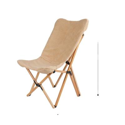 China AMOYCN Modern Beech Recliner Autumn And Winter Velvet Thickened Cotton Leisure Cushion Outdoor Thickened Beach Butterfly Chair for sale