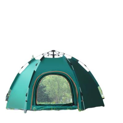 China Diamond Ground Nail AMOYCN LOGO 3-5 Spring Rain Equipment Outdoor Hexagonal Multiple People Hexagonal Inflatable Tent Full Automatic for sale