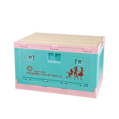 China AMOYCN Camping Storage PP Car Camping Space Saving Large Capacity Blanket Multifunctional Wooden Storage Folding Plastic Box for sale