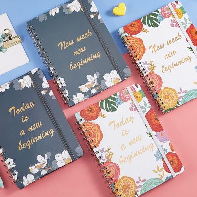 China Free Sample Spiral Custom Printed Spiral Notebook 2022 Flat Weekly Daily Pregnancy A4 A5 Pattern Planner and Organizer for sale