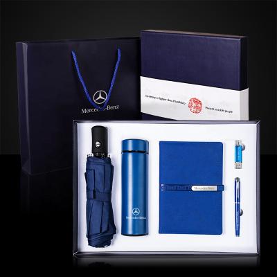 China 2022 New Arrivals Office Hardcover Business Gift Set Leather A5 Notebook With Pen+USB+Power Bank+Vacuum/Flask+Umbrella Cup for sale