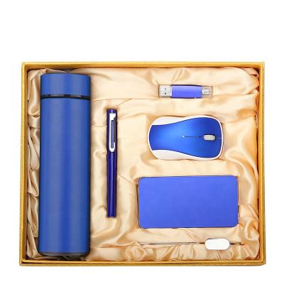 China Hot Sale Business Gift Business Luxury Gift Set Vacuum Cup Power 10000mah Bank U Disk Pen Mouse Bookmark Gift Set for sale