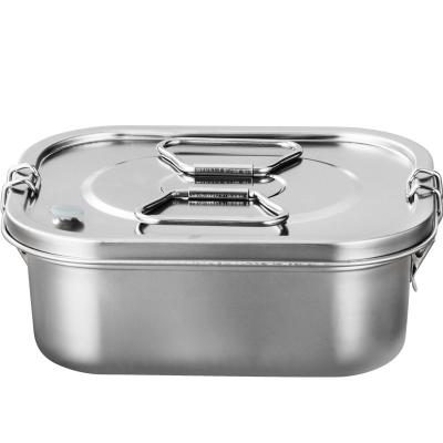 China HengGuang wholesale hot sale tiffin box 2 compartment stainless steel bento box metal heatable lunch box with lock for sale