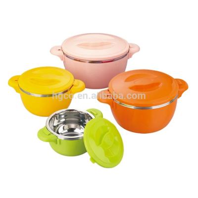 China Sustainable Colored Cookware Set Stainless Steel Double Wall Pot With Lid for sale