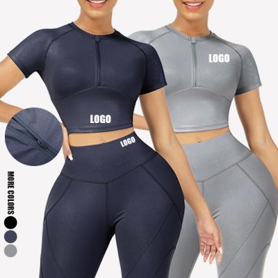 China HEXIN 2021 breathable top selling women two piece workout set crop top yoga leggings short set sportswear fitness apparel for sale