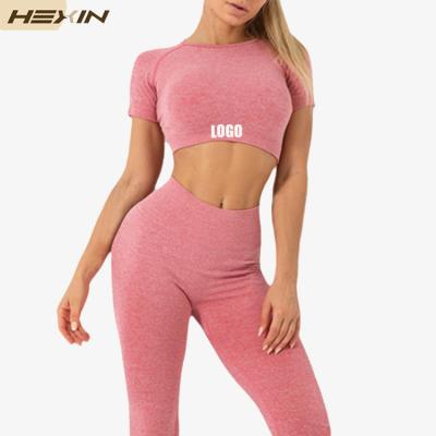 China HEXIN Breathable Custom Seamless High Waist Leggings Workout Sets For Women Gym Fitness Sets Sportswear for sale