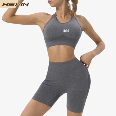 China New Arrival HEXIN Yoga Gym Wear Two Piece Set High Waisted Breathable Seamless Activewear Women's Two Piece Set for sale