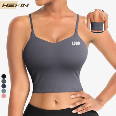 China Shirts & Tops Custom Spaghetti Straps Simple Fitness Apparel Women Workout Bra Yoga Crop Top for sale