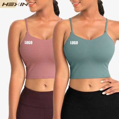 China Shirts & Dropshipping Spaghetti Strap Solid Color Gym Tank Tops Sports Seamless Yoga Bra Activewear for sale