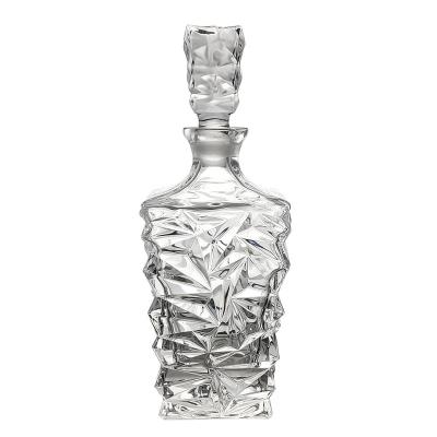 China Brandy Whiskey Wine Bottles Glass Eco-Friendly Recyclable Luxury Clear Classic Thick Bottom Wine Decanter for sale