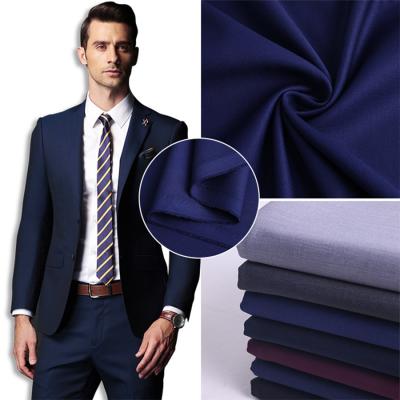 China Wrinkle Resistant Factory Stock Fall And Winter Suit Fabric 78%Polyester 20%Viscose 2%Spandex Blend Twill Stretch Formal Suit Fabric for sale