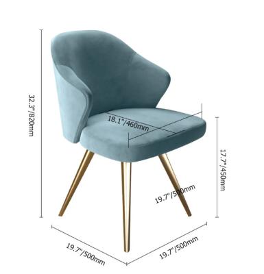 China (Other)Adjustable Blue Upholstered Velvet Dining Chair Modern Armchair In Gold Color Customize Dining Chair for sale