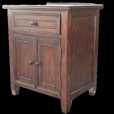 China Traditional Customize OEM Cheap Wooden Bedside Tables Vintage Bedroom Veneer Nightstands for sale