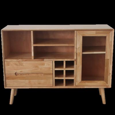 China Traditional High Quality Natural Under Stairs Wooden Double Door Home Wine Bar Cabinet for sale