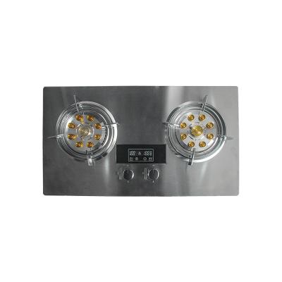 China Hotel Double eyed embedded gas stove, stainless steel liquefied gas appliance for sale