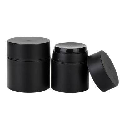 China Customized 30g 50g pp cosmetic packaging plastic empty container black cream jar with cleaning pump for sale