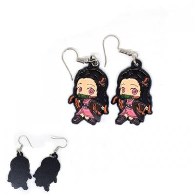 China Fashion Jewelry Casual/Sporting Demon Slayer Kimetsu No Yaiba Kamado Tanjirou Cartoon Decoration Anime Earring for sale