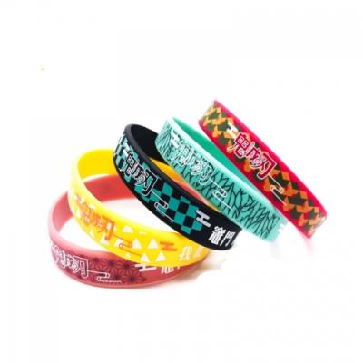 China 5 Style Environmental Friendly Demon Slayer: Kimetsu No Yaiba Character Accesorios Silica Gel Anime Wristbands for sale