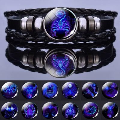 China 12 Casual/Sporty Zodiac Signs Charm Bracelet Men Women Fashion Multilayer Armor Leather Bracelet & Bangle Birthday Gifts for sale