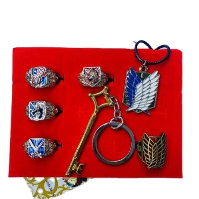 China 7pcs/set Funny Attack on Titan/Shingeki No Key Chain Keychain Kyojin Fashion Pendant Necklace Jewelry For Gift Box for sale