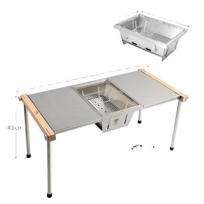 China New Design Stainless Steel Combination BBQ Easily Assembled Detachable Folding Table For Outdoor Camping for sale