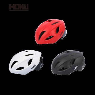 China Custom Compounds MONU LED Light Cycling Bicycle Helmet Have Removable Chin Bar And System Fit And Portable For Unisex Road Bicycle Helmet for sale