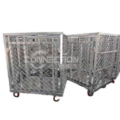 China Collapsible Cage Customized Foldable Aluminum Pallet Cage With Wheel for sale