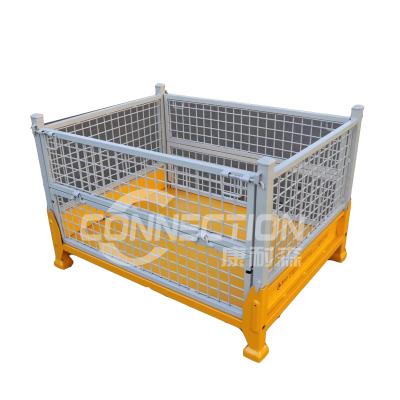 China Logistics Collapsible And Stackable Storage Pallet Steel Mesh Cage for sale