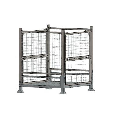 China Hot Sale Warehouse Steel Wire Folding Warehouse System Coconut Turnover Box Warehose Mesh Metal Cage Storage Container for sale