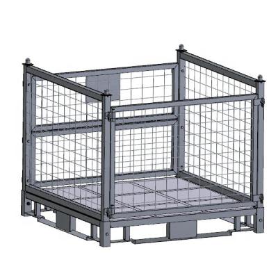 China Mesh Pallets Metal Foldable Pallet Box Steel Mesh Container Warehouse Industrial Folding Wire Cage for sale