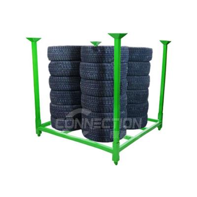 China Portable Steel Folding Detachable Stackable Pallet Tire Rack Corrosion Protection Customized for sale