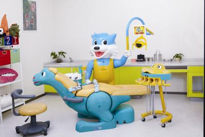 China 110v - 60hz Dentists Children Dental Chair Unit Blue Cat Side Box for sale