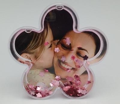 China Photo Frame Decorative Flower Shaped Glitter Frame Glitter Photo Frame Liquid Plastic for sale