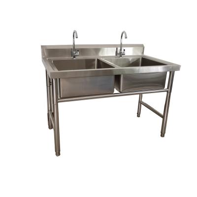 China 201/304 Cheap Stainless Steel Double Bowl Kitchen Sink Commercial Portable Hand Wash Sink With Table for sale