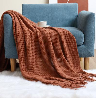 China Anti-static Northern Europe Style Knitted Tassels Office Sofa Soft Throws Blankets Home Comfortable Hotel Decorative Sofa Throws for sale