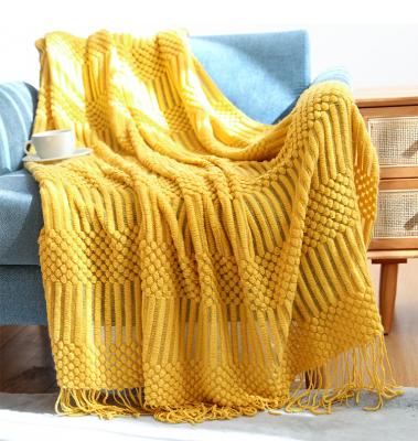 China Bohe Style Anti-Static Knitted Tassels Hotel Decorative Throws Sofa Home Soft Throws Cozy Office Blankets for sale