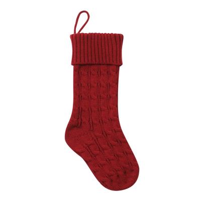 China Soft Christmas Stocking Gifts Colorful Stocking Twist Knit Christmas Decorative Stocking for sale