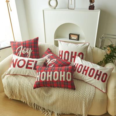 China Nondisposable Embroidered Plaid Cushion Cover Christmas Pillow Cover for sale