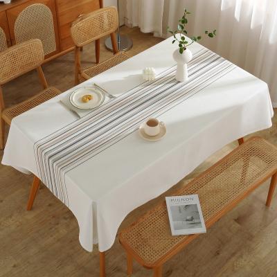 China Waterproof Terylene Jacquard Tablecloth Waffle Geometry Striped Tablecloth Waterproof And Oil Proof Tablecloth for sale