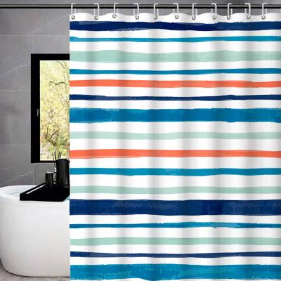 China 2022 Hot Sale Morden Luxury Style Shower Curtain Solid Striped Printed Waterproof Shower Curtain for sale