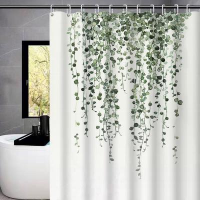 China Morden Countryside Luxury Fresh Style Shower Curtain Waterproof Flower Tree Printed Bathroom Decorative Shower Curtain for sale