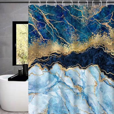 China Morden Aluminum Style Shower Curtain Light Luxury Waterproof Abstract Style Printed Decorative Shower Curtain for sale