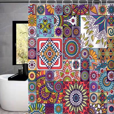 China Morden Luxury Colorful Flowers Style Waterproof Shower Curtain Abstract Style Printed Decorative Bathroom Shower Curtain for sale