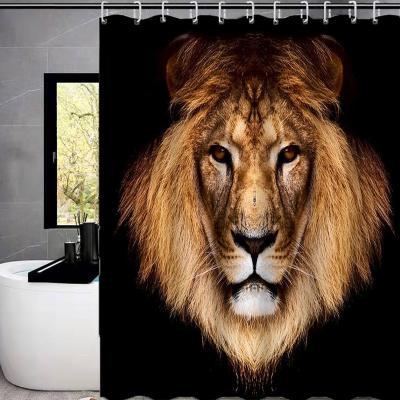 China Morden Shower Curtain Luxury Animal Natural Style Bathroom Wild Animal Printed Waterproof Printed Shower Curtain for sale