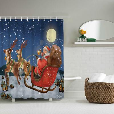 China Morden 2022 Hot Selling Luxury Halloween Bathroom Decorative Printed Shower Curtain Christmas Bathroom Polyester Shower Curtain for sale