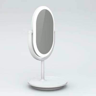 China Lighted Round Rechargeable LED Makeup Mirror Touch Control With 3 Color Dimmable Light AIMR-100 for sale