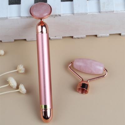 China Christmas gift electric jade roller face massager gua sha and jade roller 100% natural pink jade roller for sale